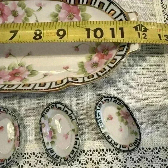 Nippon Vintage Hand Painted Jonroth‎ Studios (Japan) 6 Piece Serving Tray - Picture 2 of 11